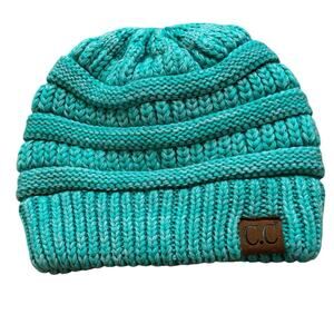 C.C Exclusives Women's Knit Beanie Cap Hat Marled Aqua Blue Teal One Size NWOT